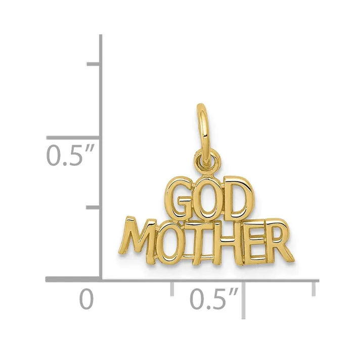 TreasureFineJewelers Charm Necklaces 10K GODMOTHER Charm