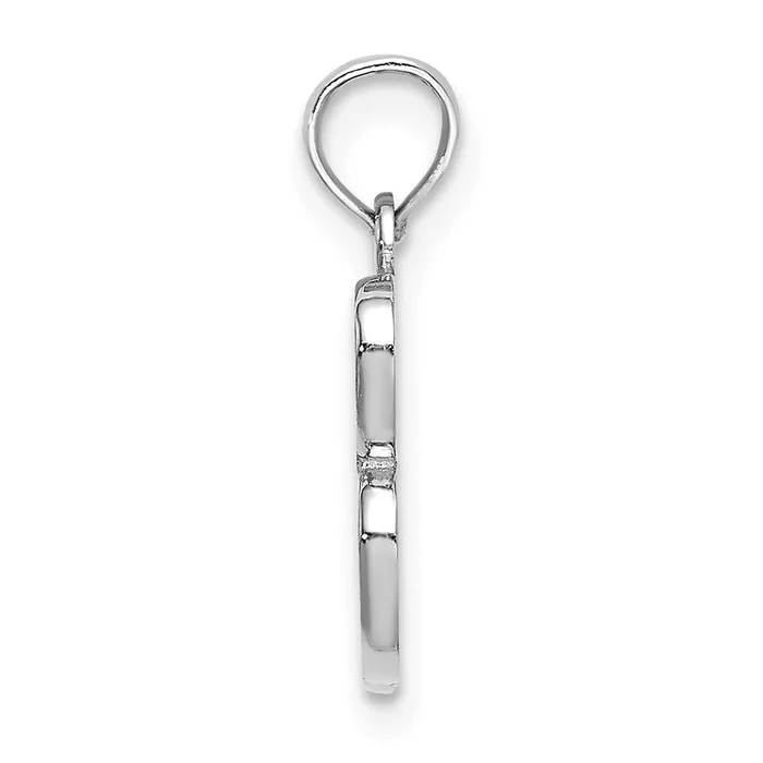 TreasureFineJewelers Charm Necklaces 10K White Gold Polished B Script Initial Charm