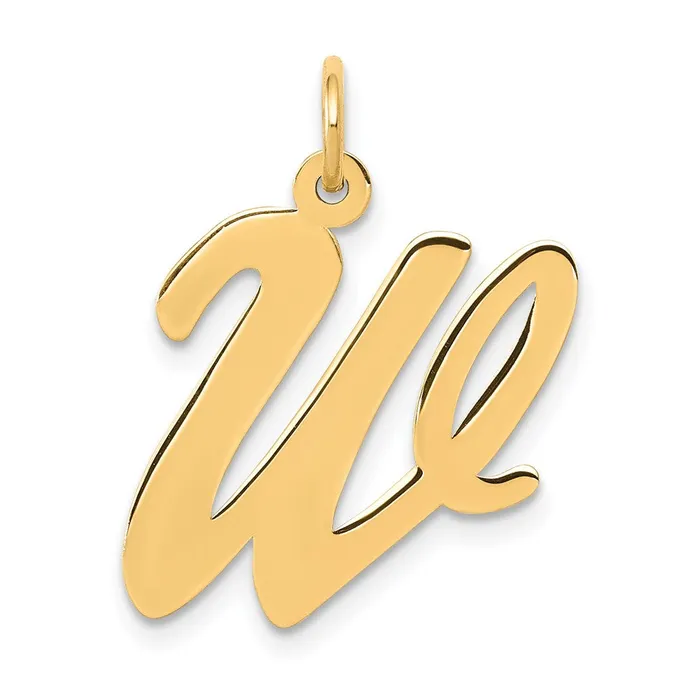 TreasureFineJewelers Charm Necklaces 10k Yellow Gold Large Script Letter W Initial Charm TreasureFineJewelers Charm Necklaces 10k Yellow Gold Large Script Letter W Initial Charm