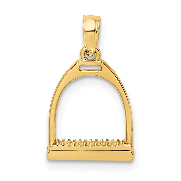 TreasureFineJewelers Charm Necklaces 14K 3D Polish Small Horse Stirrup Charm TreasureFineJewelers Charm Necklaces 14K 3D Polish Small Horse Stirrup Charm