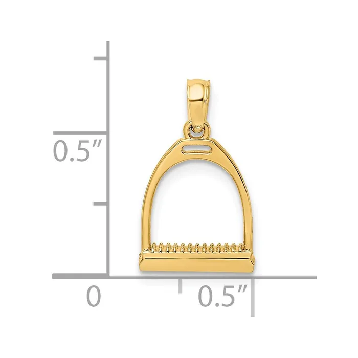 TreasureFineJewelers Charm Necklaces 14K 3D Polish Small Horse Stirrup Charm