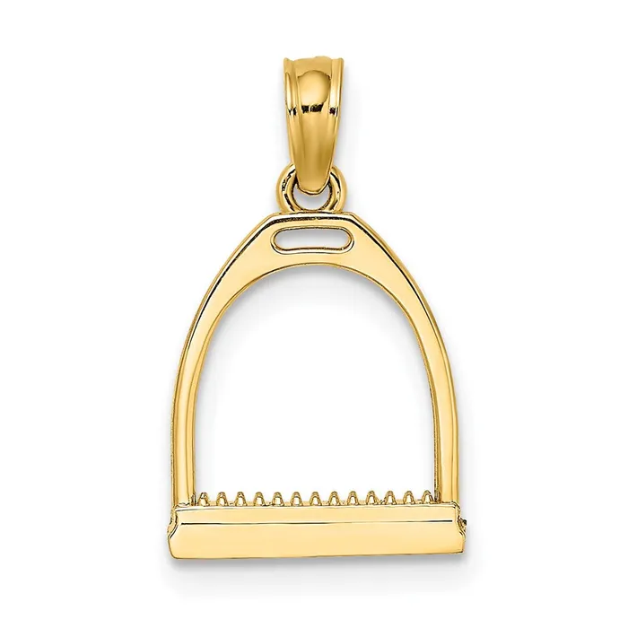 TreasureFineJewelers Charm Necklaces 14K 3D Polish Small Horse Stirrup Charm