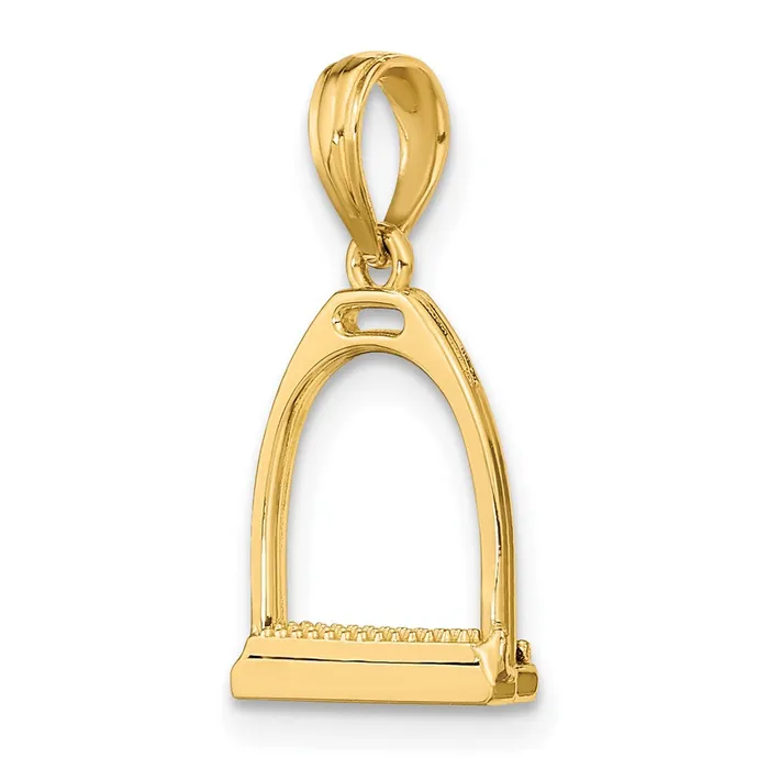 TreasureFineJewelers Charm Necklaces 14K 3D Polish Small Horse Stirrup Charm