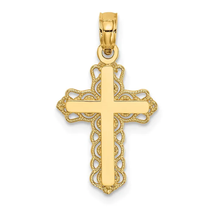 TreasureFineJewelers Charm Necklaces 14k Budded Cross Charm