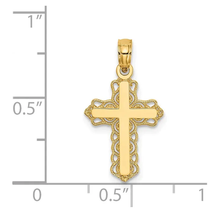 TreasureFineJewelers Charm Necklaces 14k Budded Cross Charm