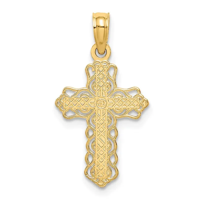 TreasureFineJewelers Charm Necklaces 14k Budded Cross Charm