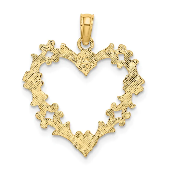 TreasureFineJewelers Charm Necklaces 14K CutOut Floral Heart Charm