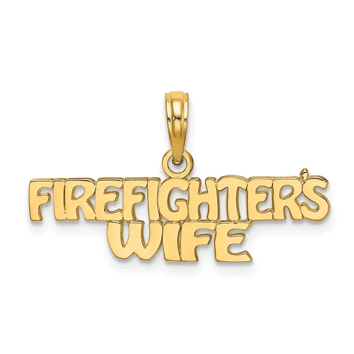 TreasureFineJewelers Charm Necklaces 14k FIREFIGHTERS WIFE Charm