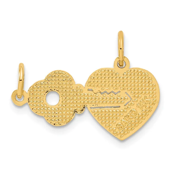 TreasureFineJewelers Charm Necklaces 14k Heart and Key Break Apart Charm