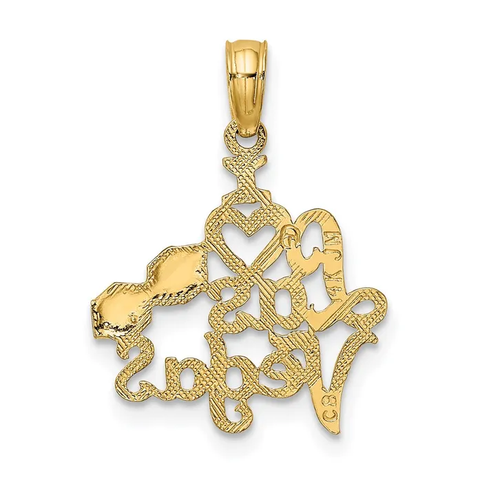 TreasureFineJewelers Charm Necklaces 14K I HEART LAS VEGAS with Dice Engraved Charm