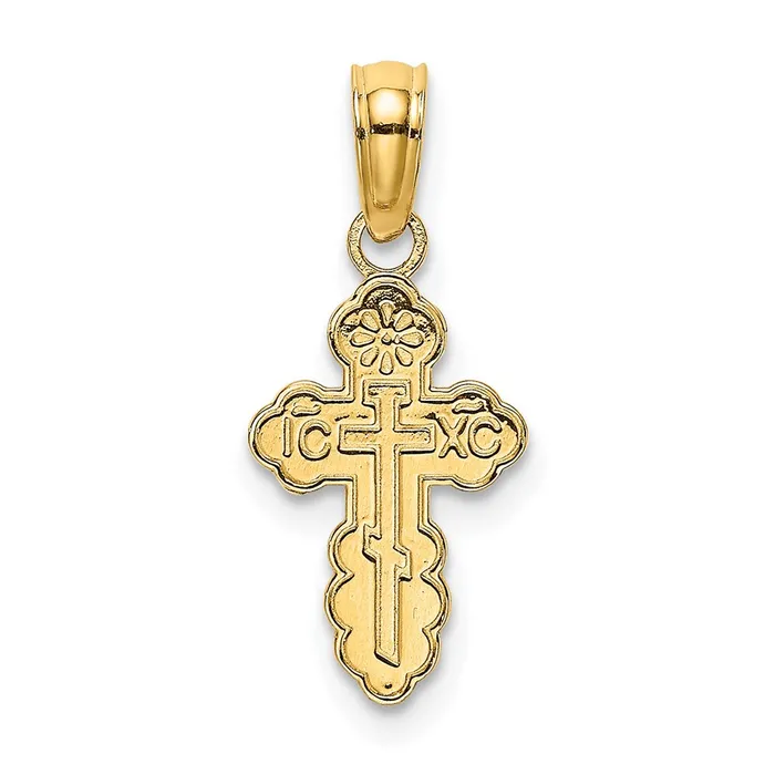 TreasureFineJewelers Charm Necklaces 14K Mini Eastern Orthodox Cross Charm TreasureFineJewelers Charm Necklaces 14K Mini Eastern Orthodox Cross Charm
