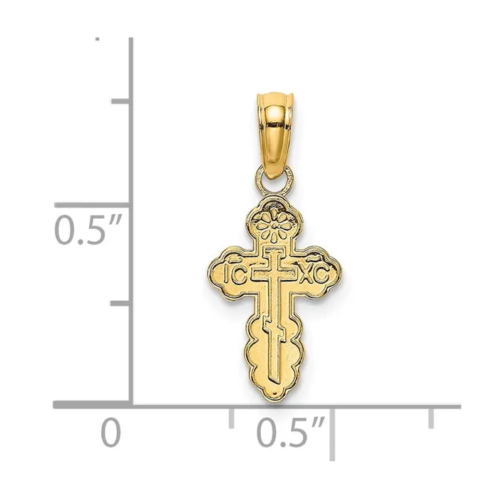 TreasureFineJewelers Charm Necklaces 14K Mini Eastern Orthodox Cross Charm