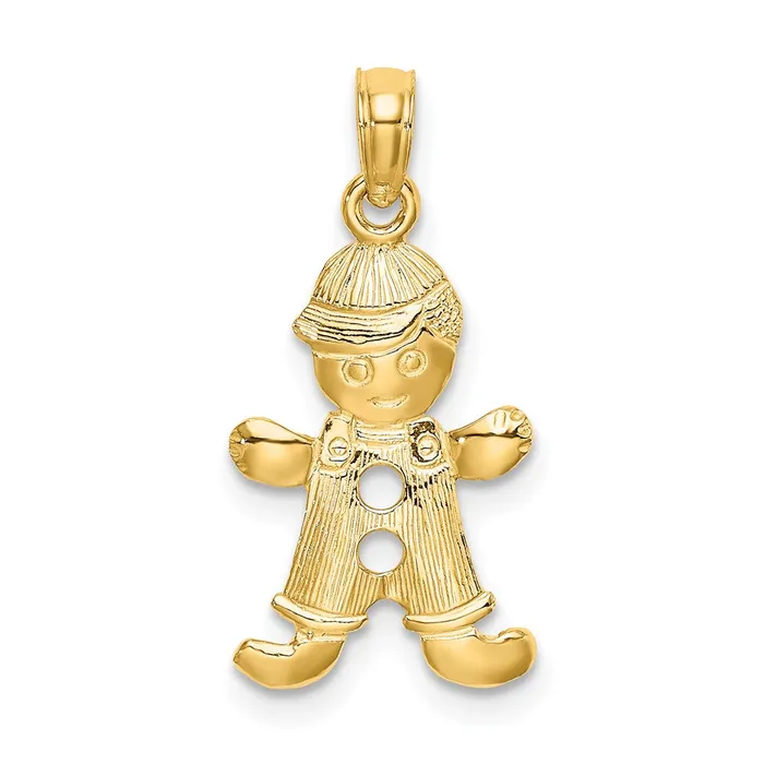 TreasureFineJewelers Charm Necklaces 14k Playful Boy wCut Out Buttons Charm TreasureFineJewelers Charm Necklaces 14k Playful Boy wCut Out Buttons Charm