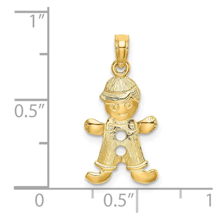 TreasureFineJewelers Charm Necklaces 14k Playful Boy wCut Out Buttons Charm