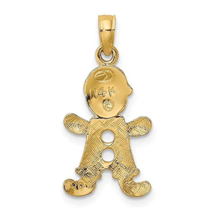 TreasureFineJewelers Charm Necklaces 14k Playful Boy wCut Out Buttons Charm