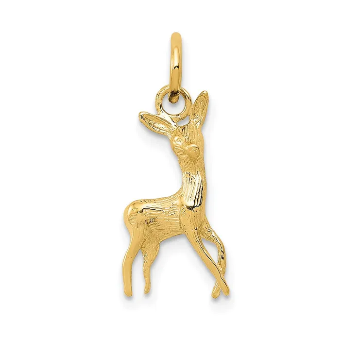 TreasureFineJewelers Charm Necklaces 14k Polished OpenBacked Deer Charm