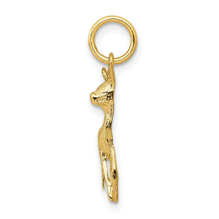 TreasureFineJewelers Charm Necklaces 14k Polished OpenBacked Deer Charm
