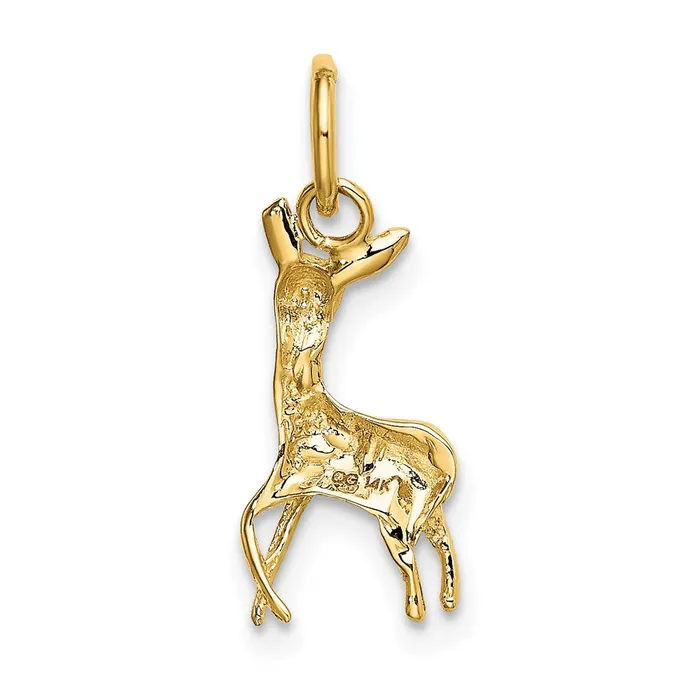 TreasureFineJewelers Charm Necklaces 14k Polished OpenBacked Deer Charm