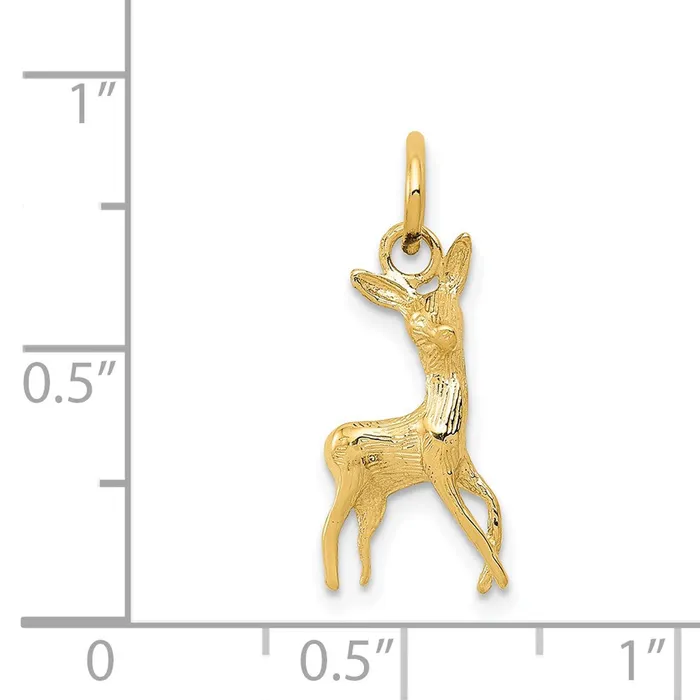 TreasureFineJewelers Charm Necklaces 14k Polished OpenBacked Deer Charm