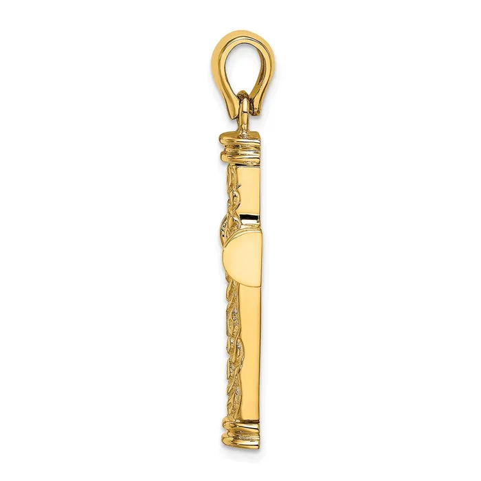 TreasureFineJewelers Charm Necklaces 14K Scroll wDouble Endcaps Cross Charm