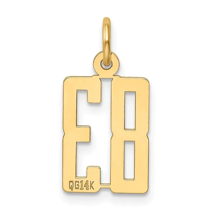 TreasureFineJewelers Charm Necklaces 14k Small Elongated Number 83 Charm