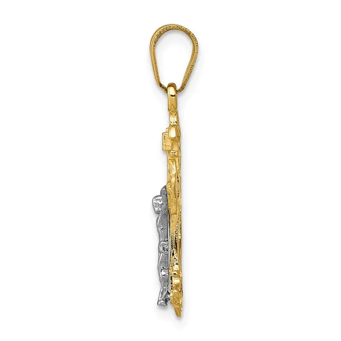 TreasureFineJewelers Charm Necklaces 14K Twotone INRI Crucifix Charm