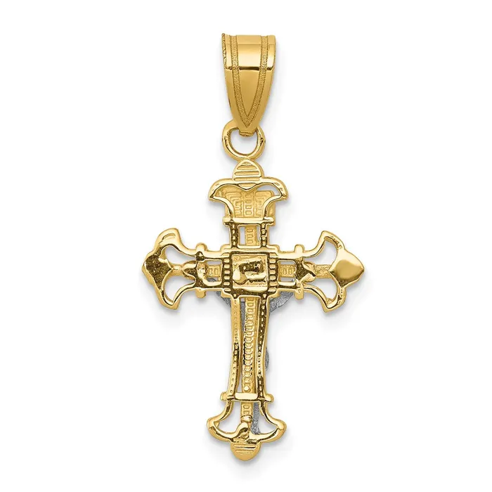 TreasureFineJewelers Charm Necklaces 14K Twotone INRI Crucifix Charm