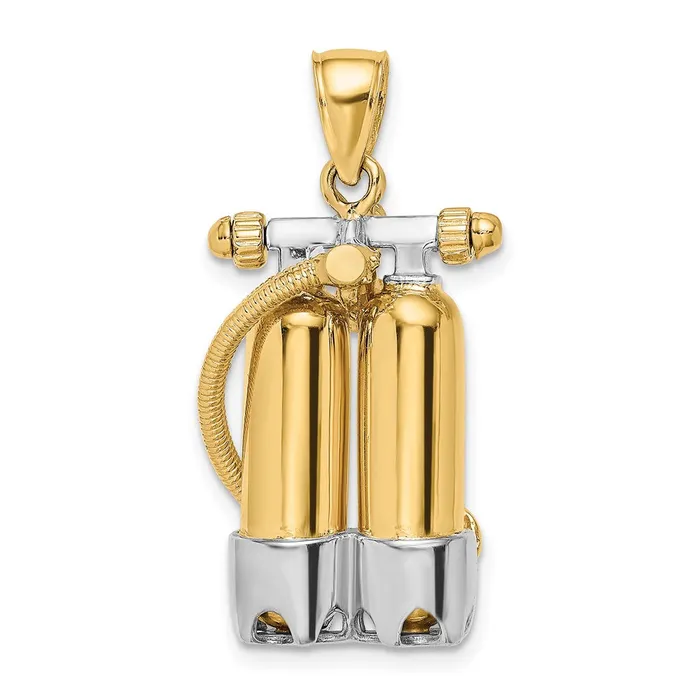 TreasureFineJewelers Charm Necklaces 14K wRhodium 3D Double Scuba Tanks WAir Hose Charm TreasureFineJewelers Charm Necklaces 14K wRhodium 3D Double Scuba Tanks WAir Hose Charm