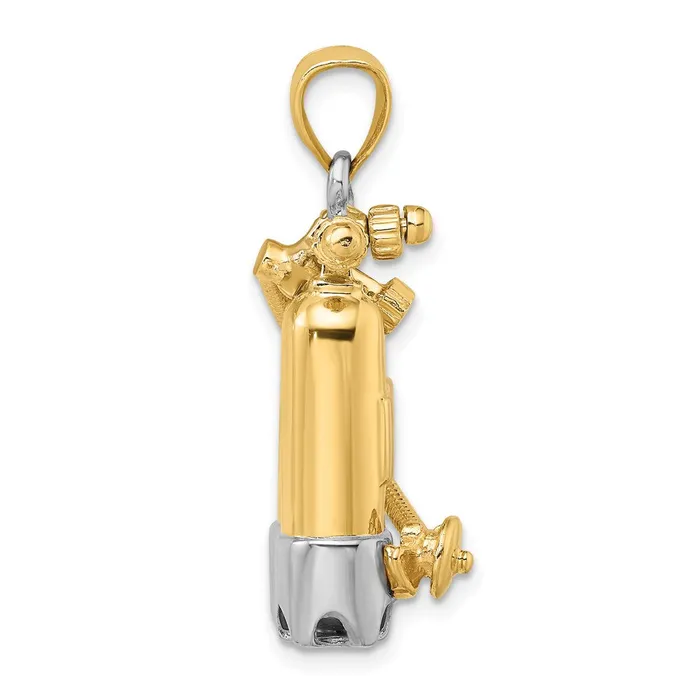 TreasureFineJewelers Charm Necklaces 14K wRhodium 3D Double Scuba Tanks WAir Hose Charm