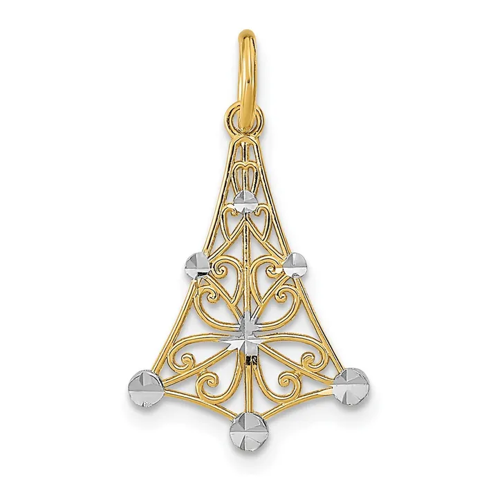 TreasureFineJewelers Charm Necklaces 14K wRhodium DC Chandellier Charm