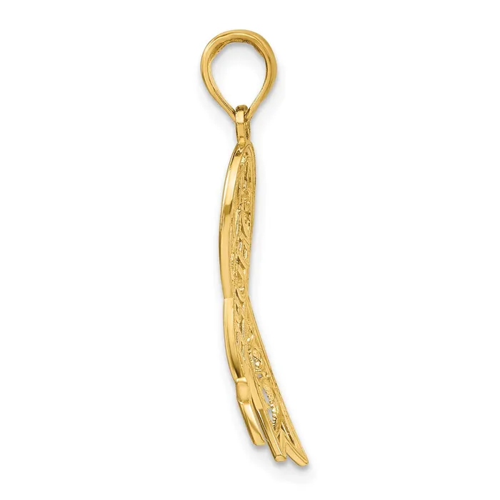 TreasureFineJewelers Charm Necklaces 14k wRhodium Filigree Ribbon HOPE Charm