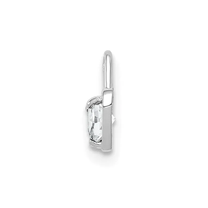 TreasureFineJewelers Charm Necklaces 14k White Gold April Synthetic Birthstone Heart Charm