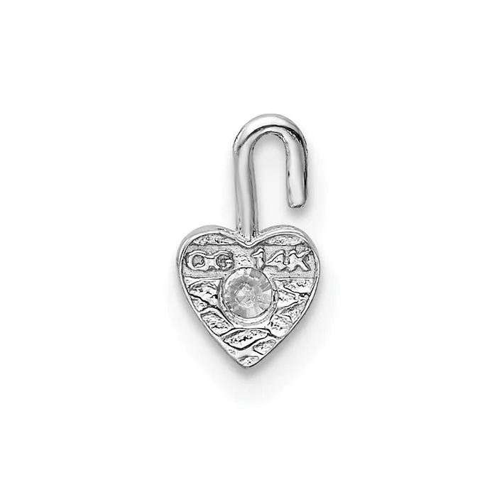 TreasureFineJewelers Charm Necklaces 14k White Gold April Synthetic Birthstone Heart Charm