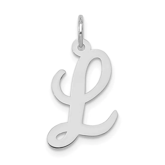 TreasureFineJewelers Charm Necklaces 14k White Gold Medium Script Letter L Initial Charm TreasureFineJewelers Charm Necklaces 14k White Gold Medium Script Letter L Initial Charm