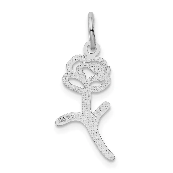 TreasureFineJewelers Charm Necklaces 14k White Gold Rose Charm