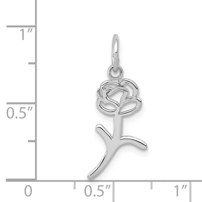 TreasureFineJewelers Charm Necklaces 14k White Gold Rose Charm
