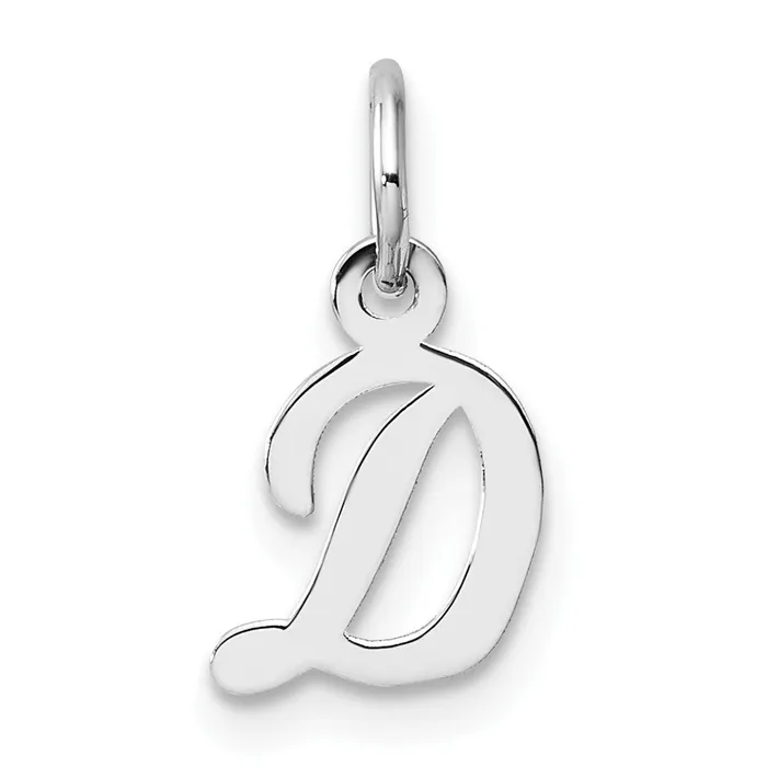 TreasureFineJewelers Charm Necklaces 14k White Gold Small Script Letter D Initial Charm TreasureFineJewelers Charm Necklaces 14k White Gold Small Script Letter D Initial Charm