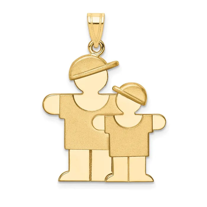 TreasureFineJewelers Charm Necklaces 14k Yellow Gold Big Boy and Little Boy Engravable Charm