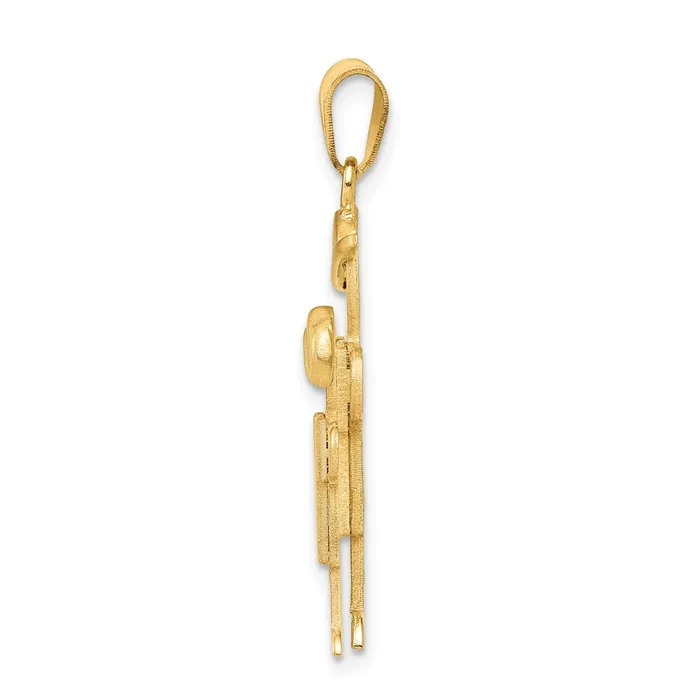 TreasureFineJewelers Charm Necklaces 14k Yellow Gold Big Boy and Little Boy Engravable Charm