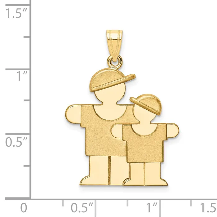 TreasureFineJewelers Charm Necklaces 14k Yellow Gold Big Boy and Little Boy Engravable Charm