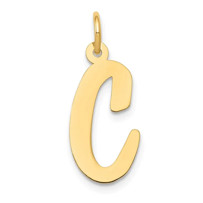 TreasureFineJewelers Charm Necklaces 14k Yellow Gold Large Script Letter C Initial Charm TreasureFineJewelers Charm Necklaces 14k Yellow Gold Large Script Letter C Initial Charm