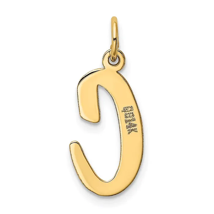 TreasureFineJewelers Charm Necklaces 14k Yellow Gold Large Script Letter C Initial Charm