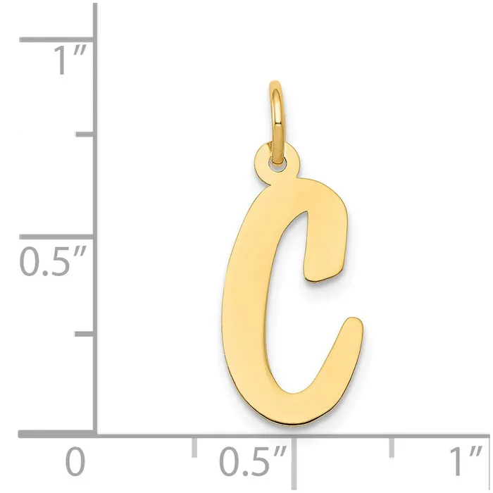 TreasureFineJewelers Charm Necklaces 14k Yellow Gold Large Script Letter C Initial Charm