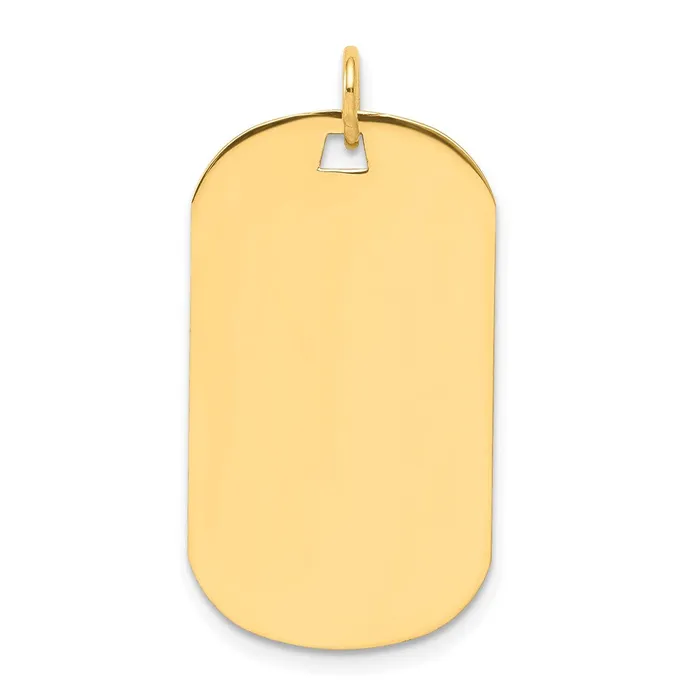 TreasureFineJewelers Charm Necklaces 14k Yellow Gold Plain 018 Gauge Engraveable Dog Tag Disc Charm