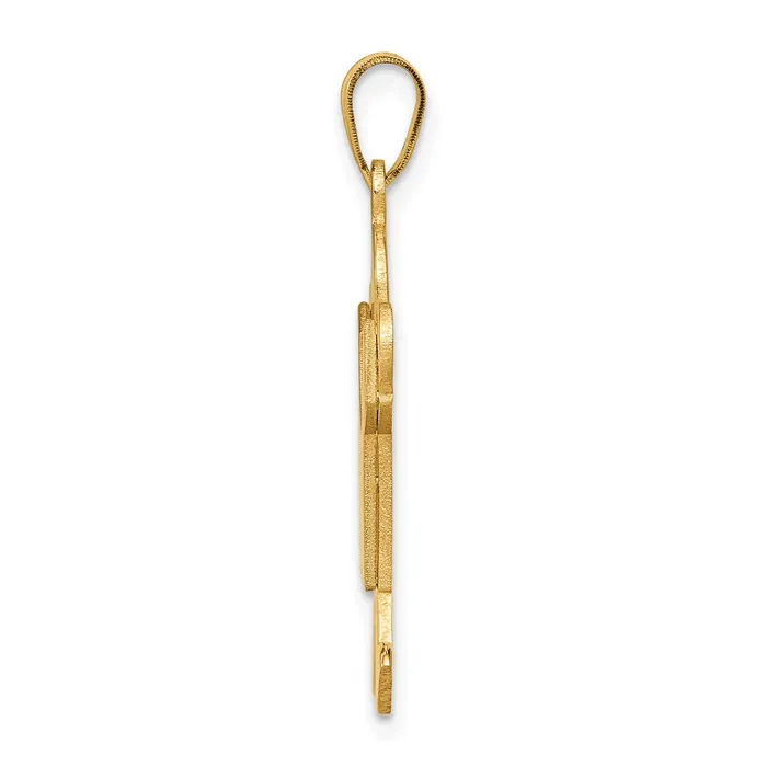 TreasureFineJewelers Charm Necklaces 14k Yellow Gold Solid Satin Engravable Boy Jumping Charm