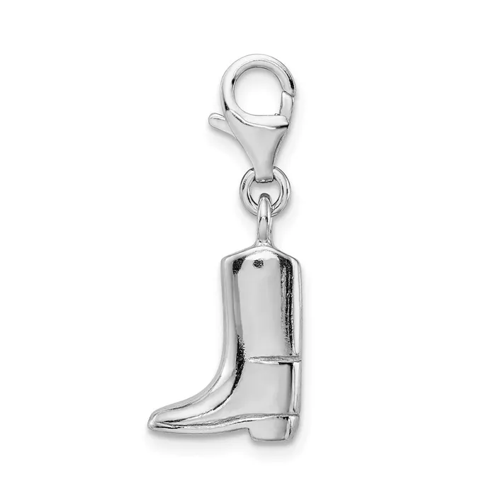 TreasureFineJewelers Charm Necklaces SS RH Clickon Polished Boot Charm