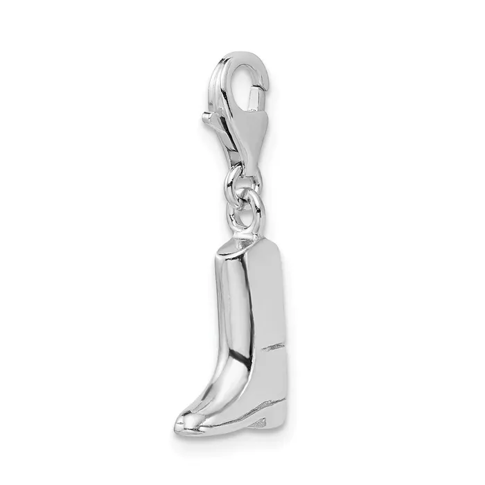 TreasureFineJewelers Charm Necklaces SS RH Clickon Polished Boot Charm