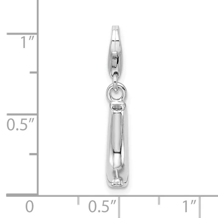 TreasureFineJewelers Charm Necklaces SS RH Clickon Polished Boot Charm