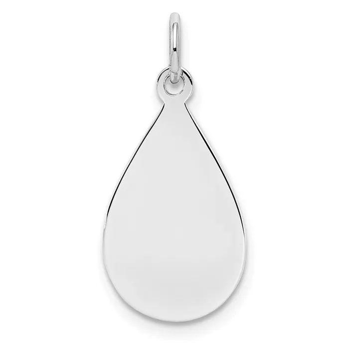 TreasureFineJewelers Charm Necklaces SS Rhplt Engraveable Teardrop Polished FrontSatin Back Disc Charm TreasureFineJewelers Charm Necklaces SS Rhplt Engraveable Teardrop Polished FrontSatin Back Disc Charm