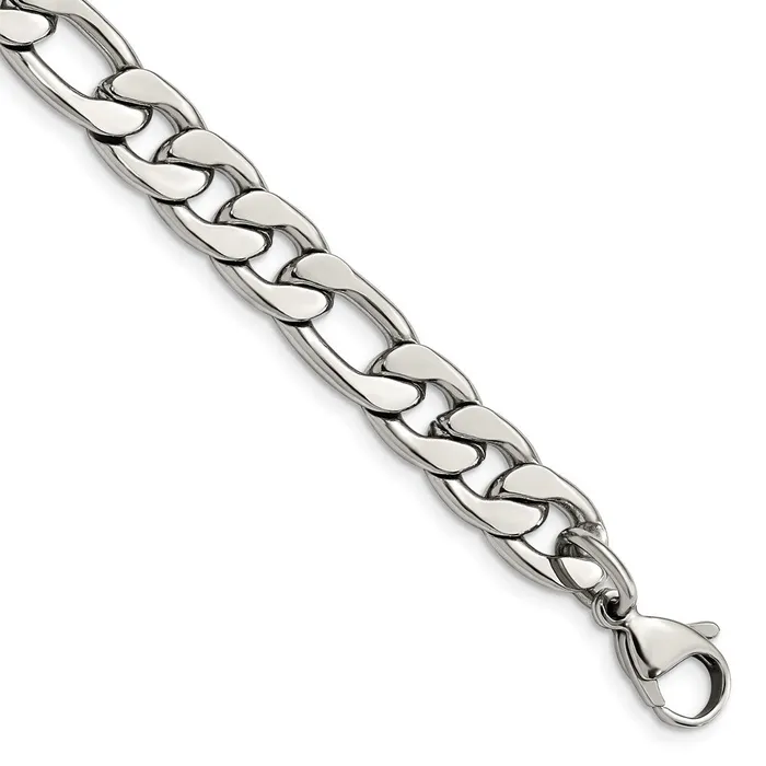 TreasureFineJewelers Chisel Stainless Steel Polished 875mm 9 inch Figaro Chain Bracelets TreasureFineJewelers Chisel Stainless Steel Polished 875mm 9 inch Figaro Chain Bracelets